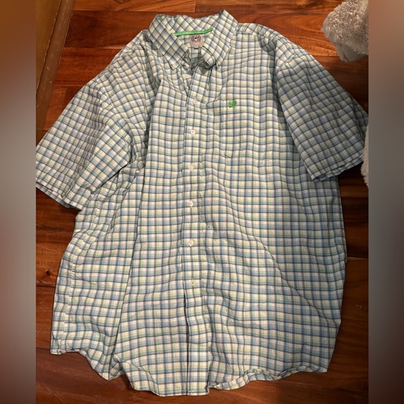 Cinch Men's Light Blue and Green Plaid Shirt (8) - Picture 1 of 6